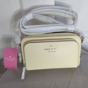 Kate Spade Dual Zip Around Crossbody Lemon Fond Yellow Leather WLR00410 NWT